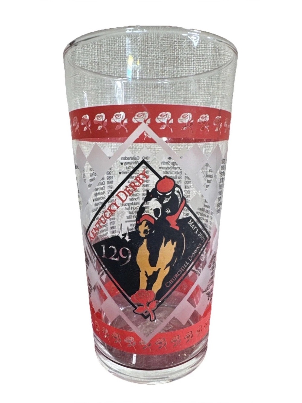 2003 Kentucky Derby 129th Mint Julep Glass Churchill Downs Souvenir vintage